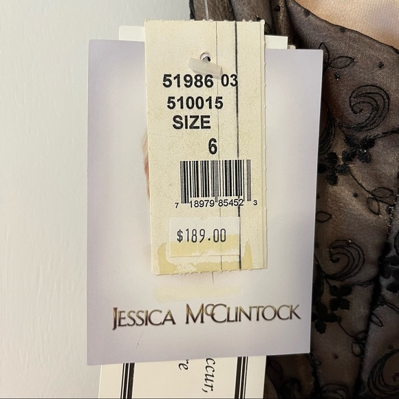 Jessica McClintock Strapless Dress - Black and Champagne - Size 6 - Picture 9 of 9